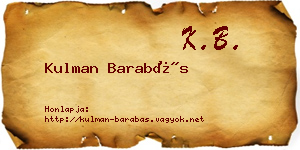 Kulman Barabás névjegykártya